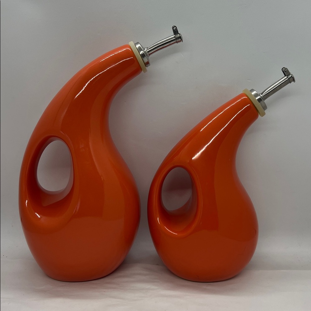 Rachael Ray Stoneware Serveware Set EVOO Olive Oil and Vinegar Bottles Preowned